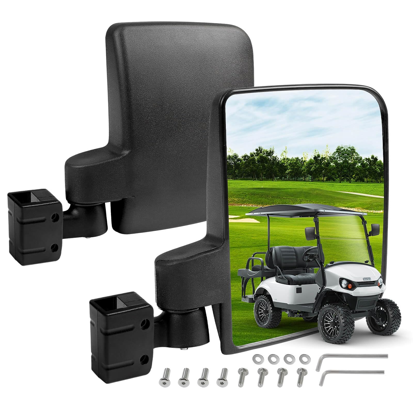Amazon.com: No Drill Golf Cart Side Mirrors Wide View Folding for